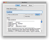 MacNikto 1.1 Scan tab screen